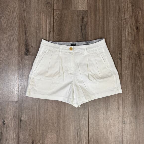 J.Crew 3" Pleated Heritage Chino Shorts WMNS 0 White Mid-Rise Stretchy Pockets - Picture 4 of 8
